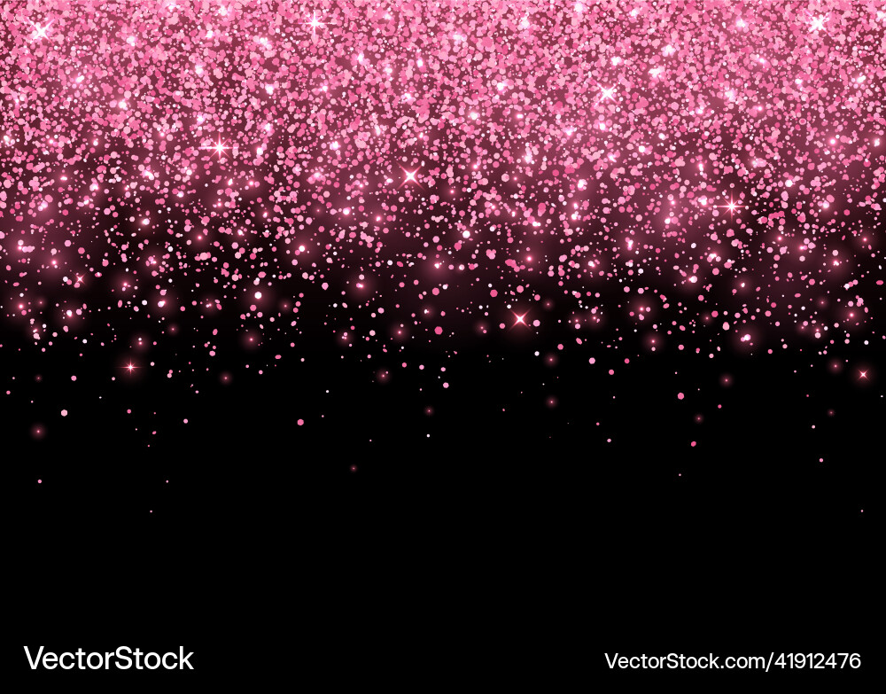 Hot pink sparkling glitter scattered on black Vector Image