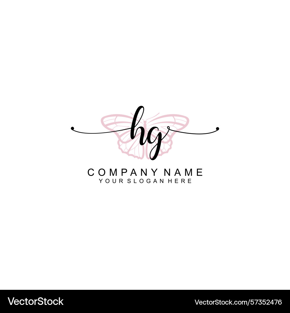 Minimalist handwritten hg initial logos with soft Vector Image