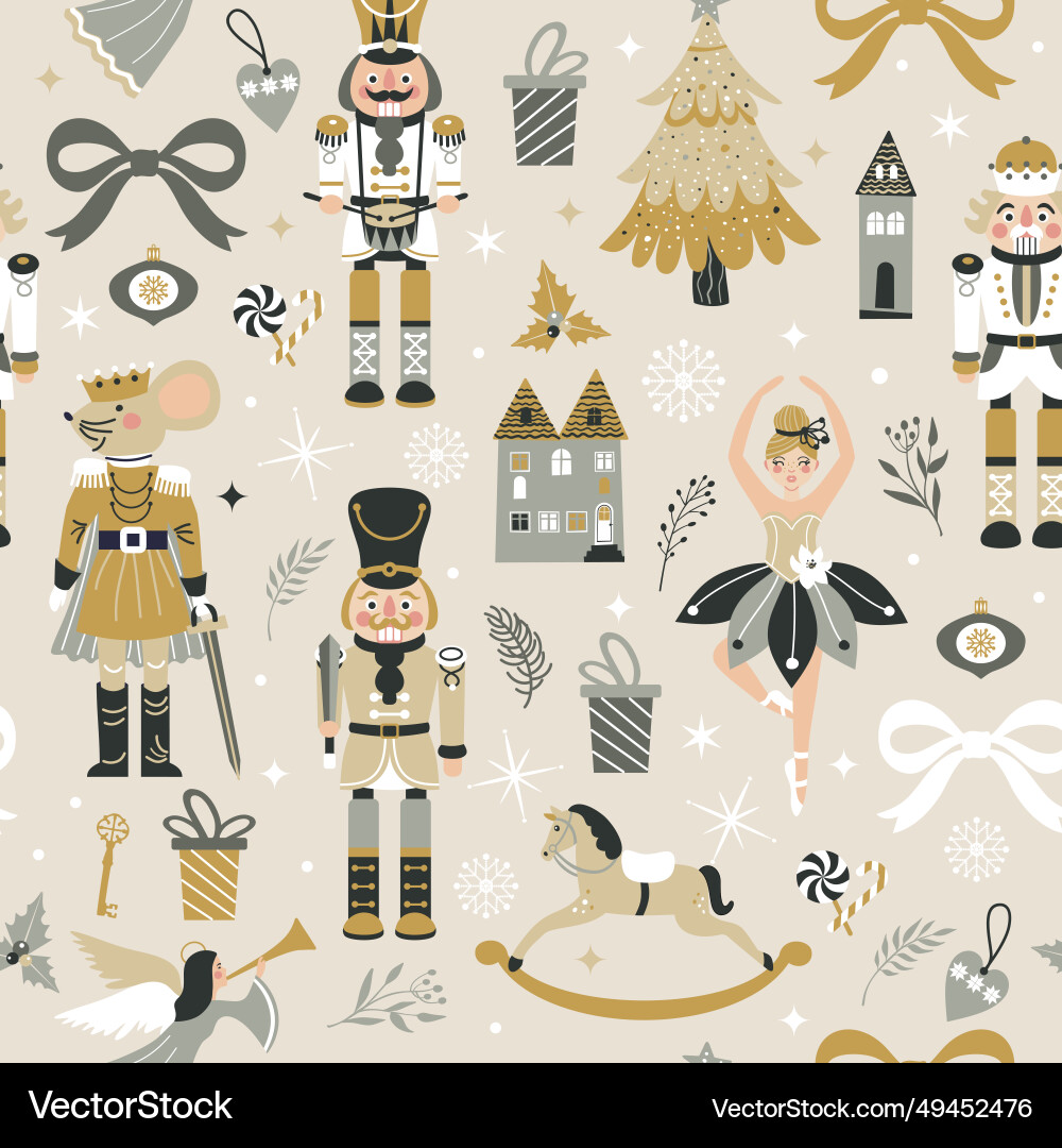 Nutcracker Christmas Pattern vector image