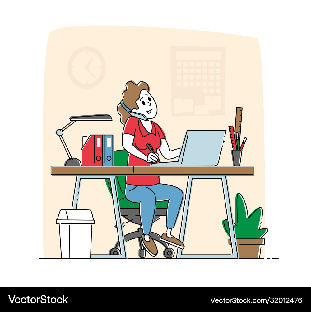Office worker busy business woman or freelancer Office worker busy business woman or freelancer vector image