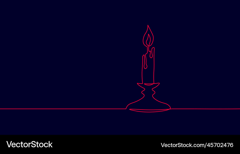 One line continuous lightning candle symbol One line continuous lightning candle symbol Vector Image