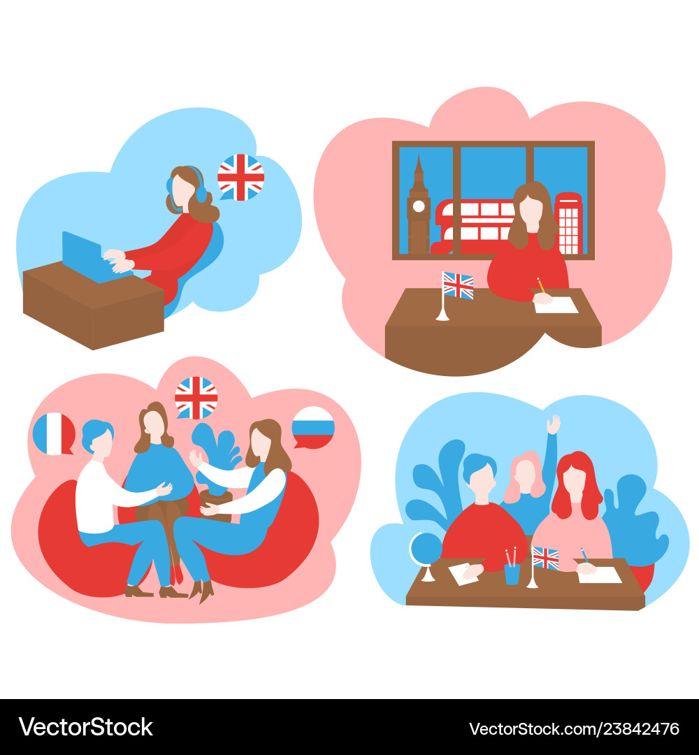 Online Language Learning Class Vector Image