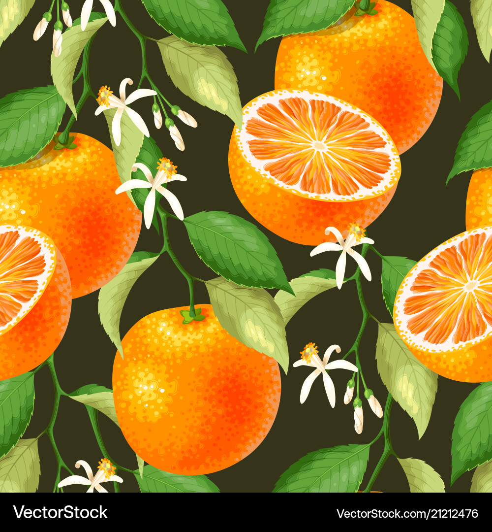 Orange Floral Seamless Pattern Vector Image