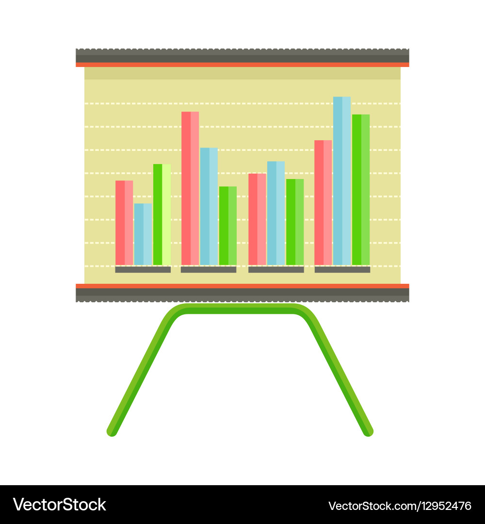 Presentation screen with bar chart isolated vector image