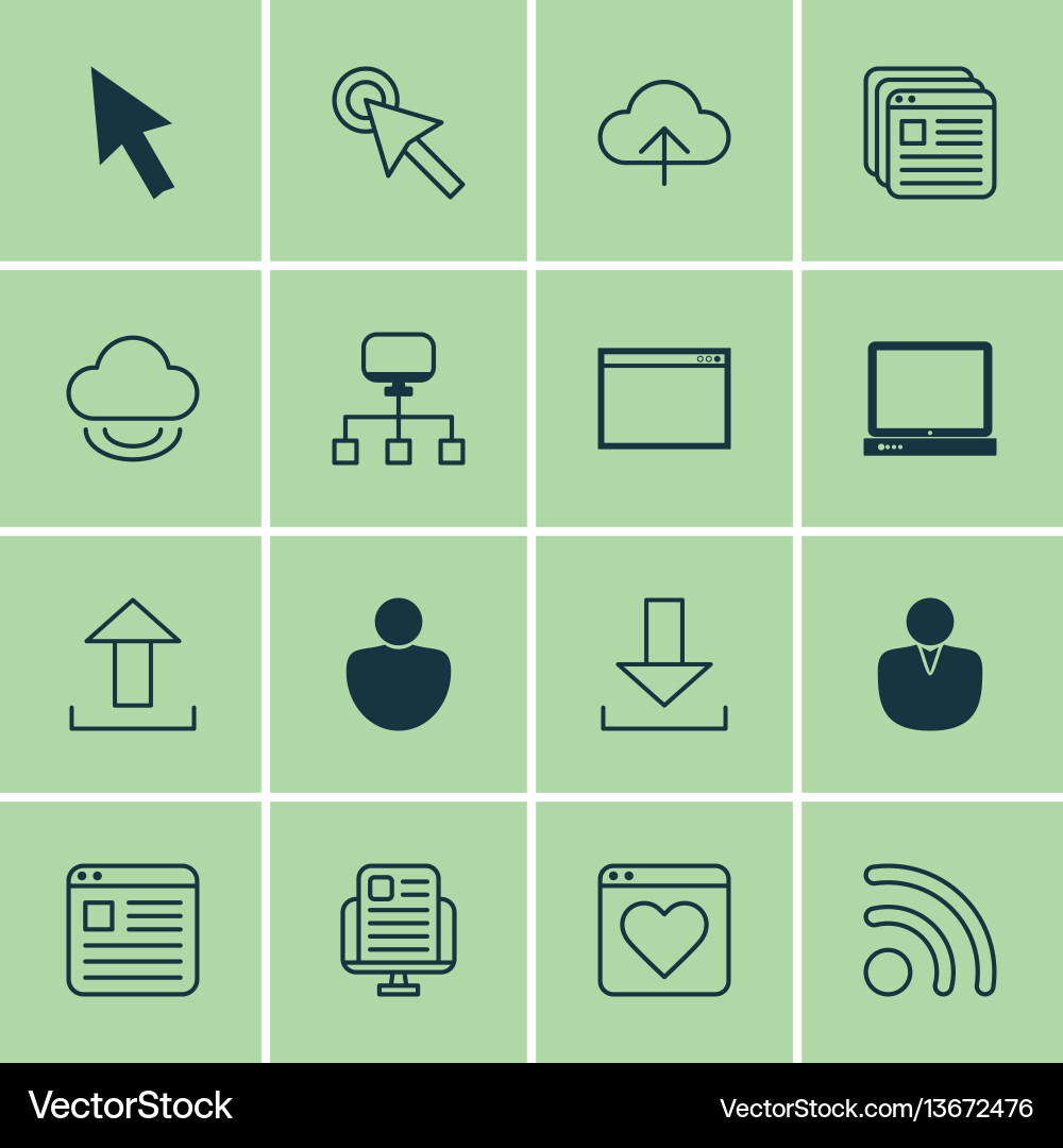 Set of 16 web icons includes website page blog Set of 16 web icons includes website page blog vector image