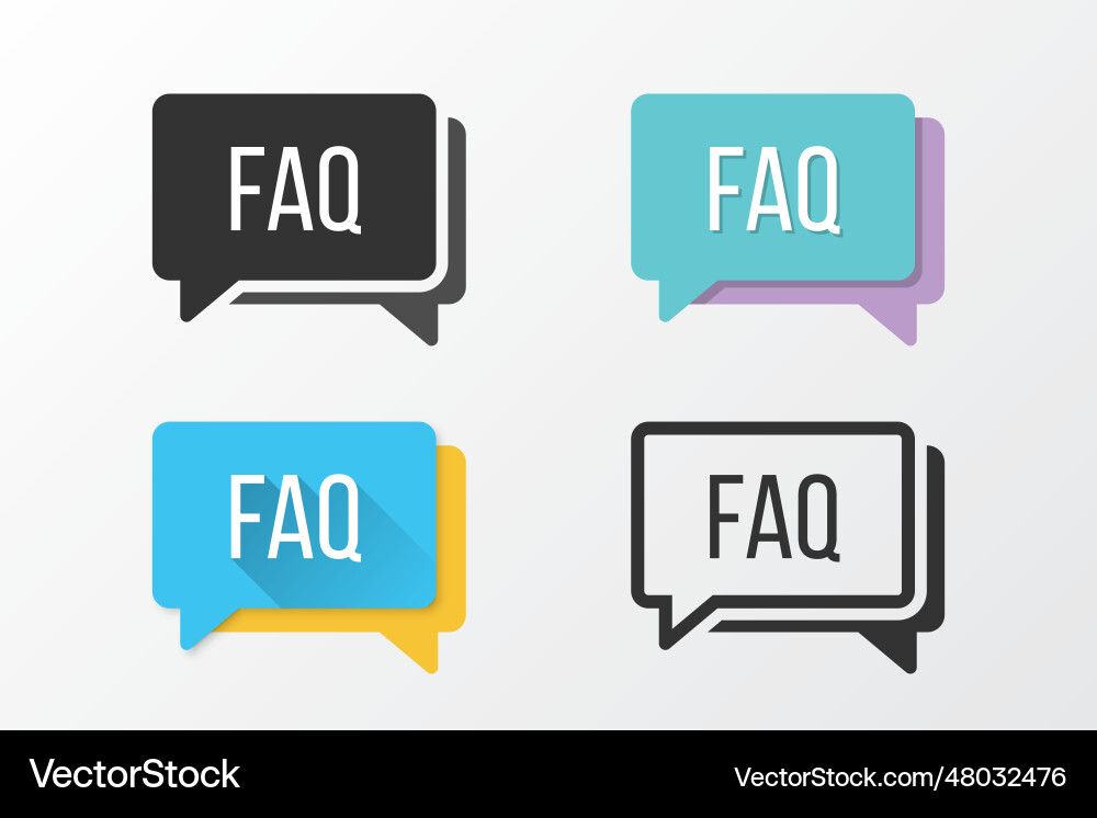 Set of faq icons in different styles Set of faq icons in different styles vector image