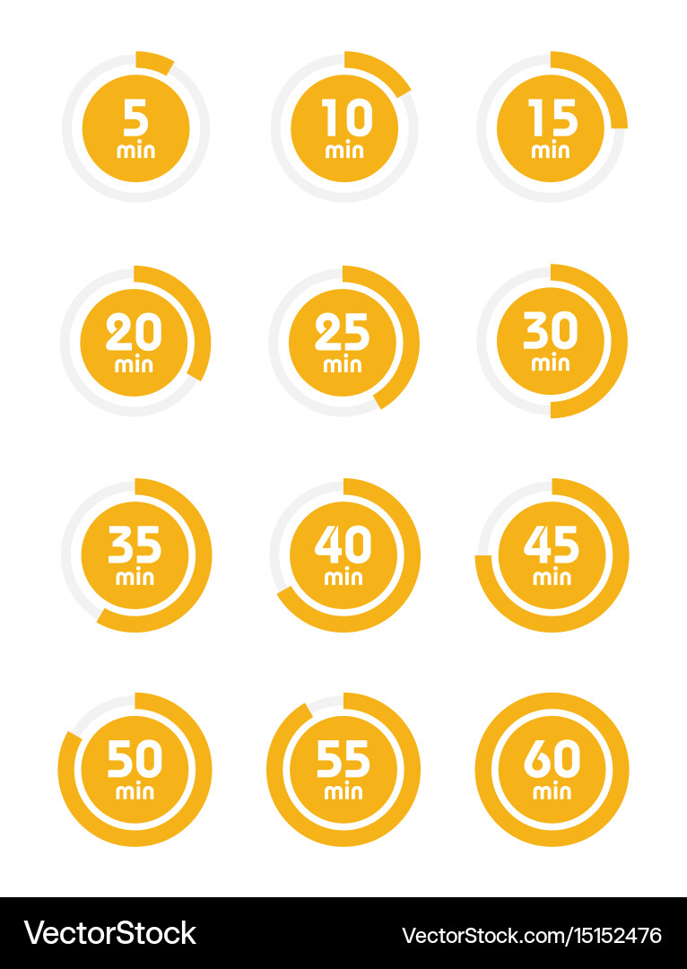 Set of timers sign icon full rotation arrow timer vector image