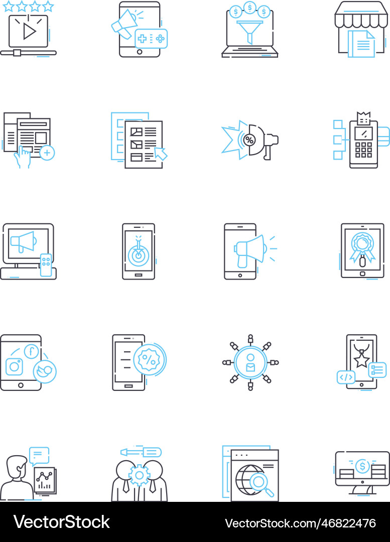 Web branding linear icons set identity Web branding linear icons set identity vector image