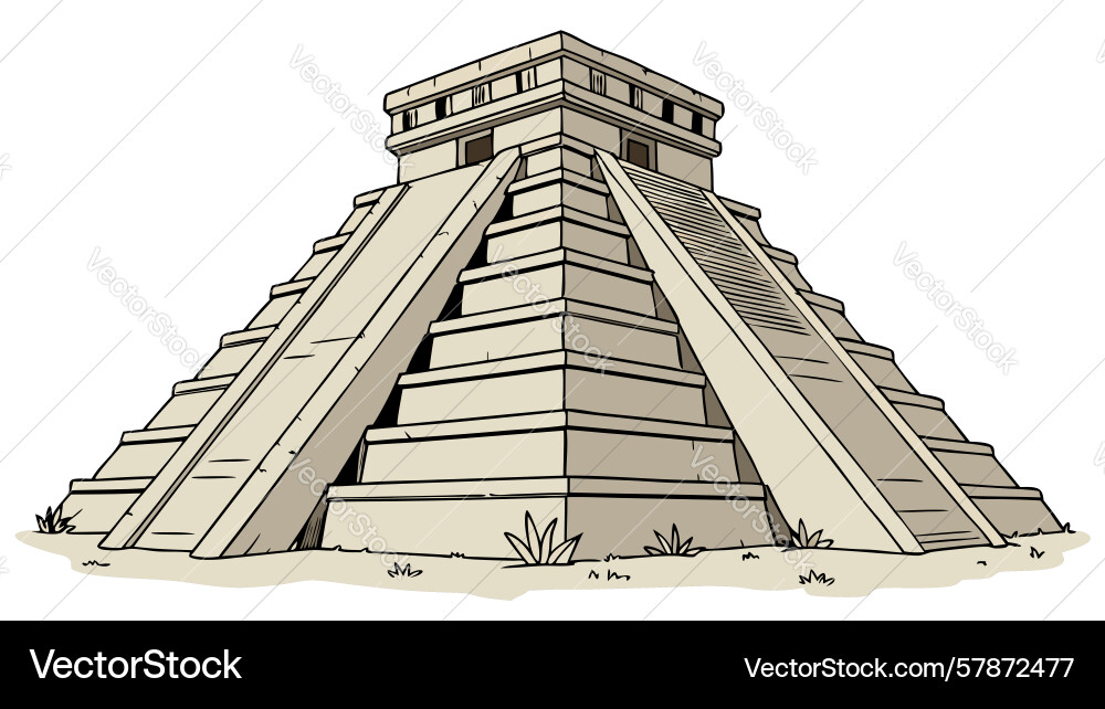 Ancient mayan pyramid intricate steps structure Vector Image