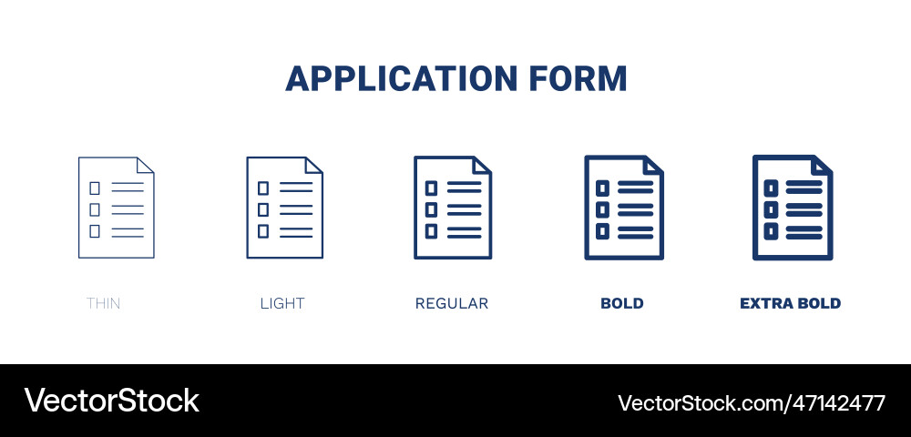 Application form icon thin light regular bold Application form icon thin light regular bold vector image