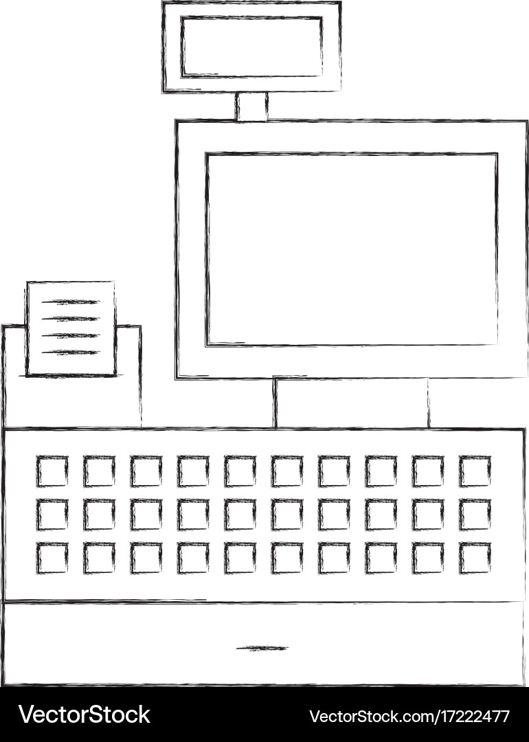 Cash register machine keypad display vector image