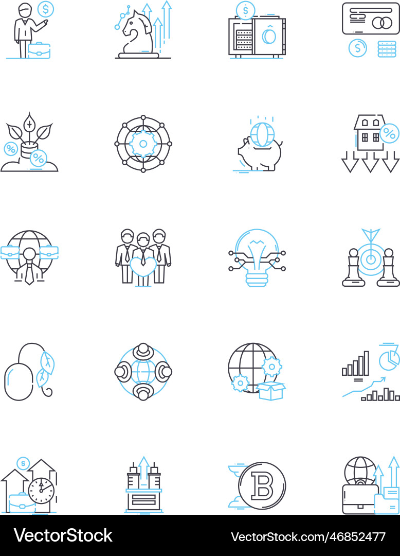 Computerized connectedness linear icons set Computerized connectedness linear icons set Vector Image