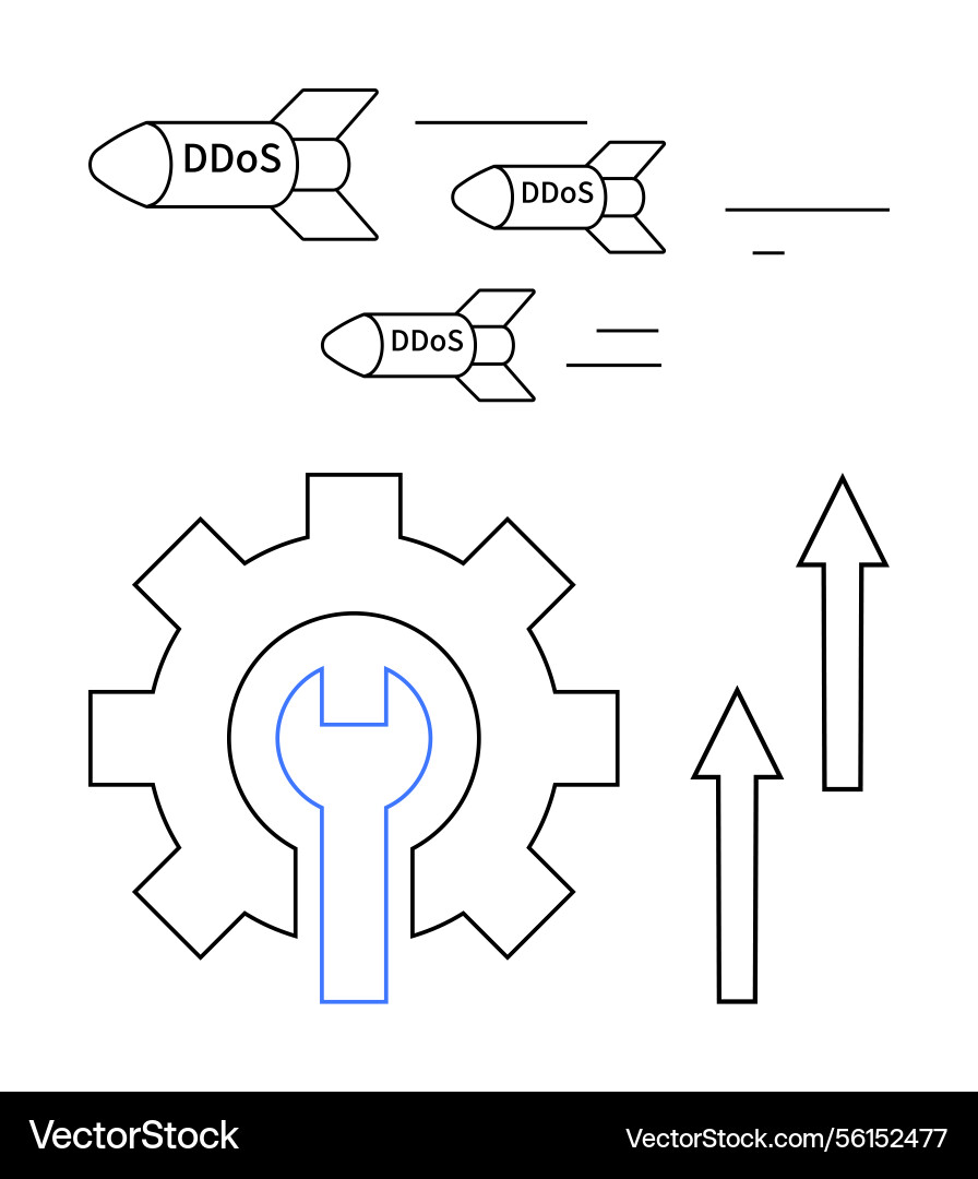 Cybersecurity response to ddos attacks represented Cybersecurity response to ddos attacks represented vector image