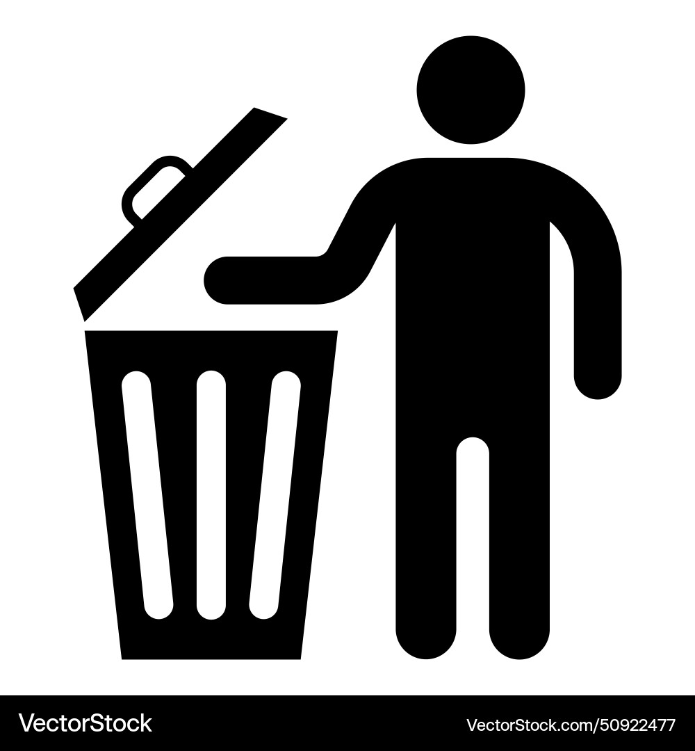 Do not litter icon man throws trash Royalty Free Vector