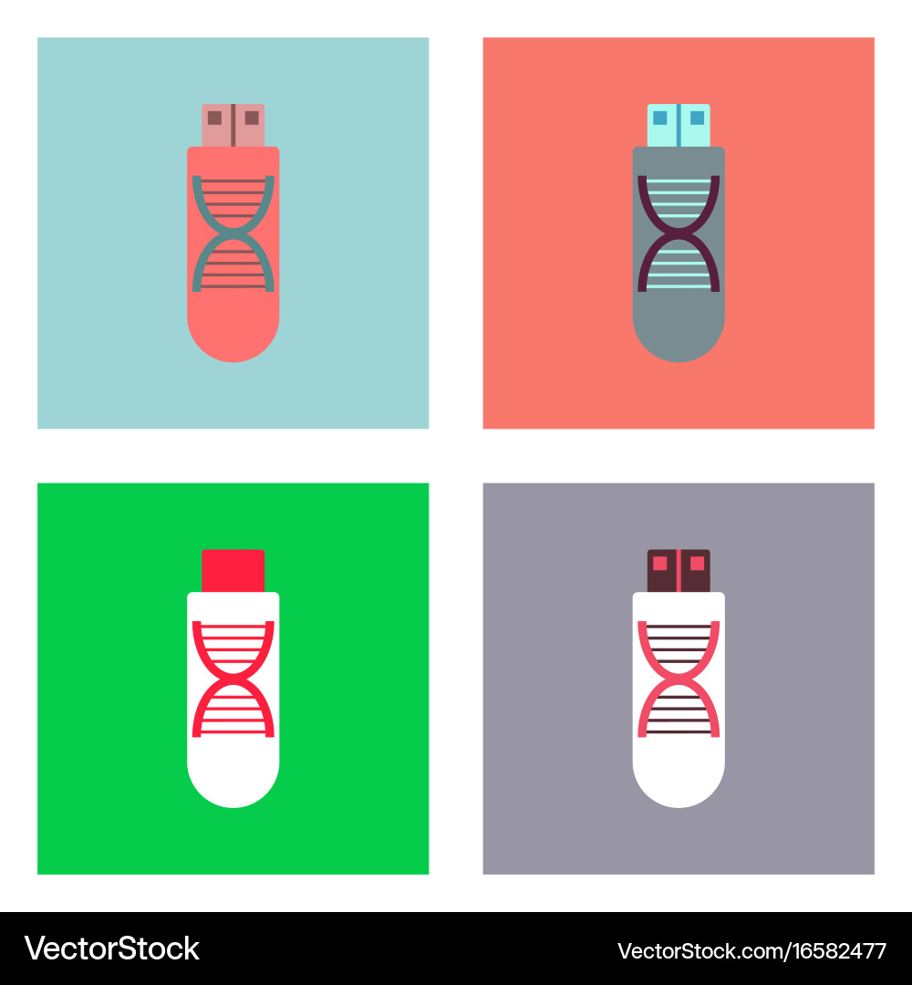 Flat icon design collection dna memory Vector Image