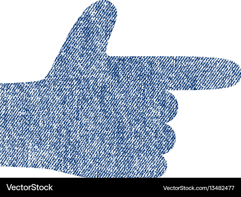 Hand pointer right fabric textured icon Vector Image
