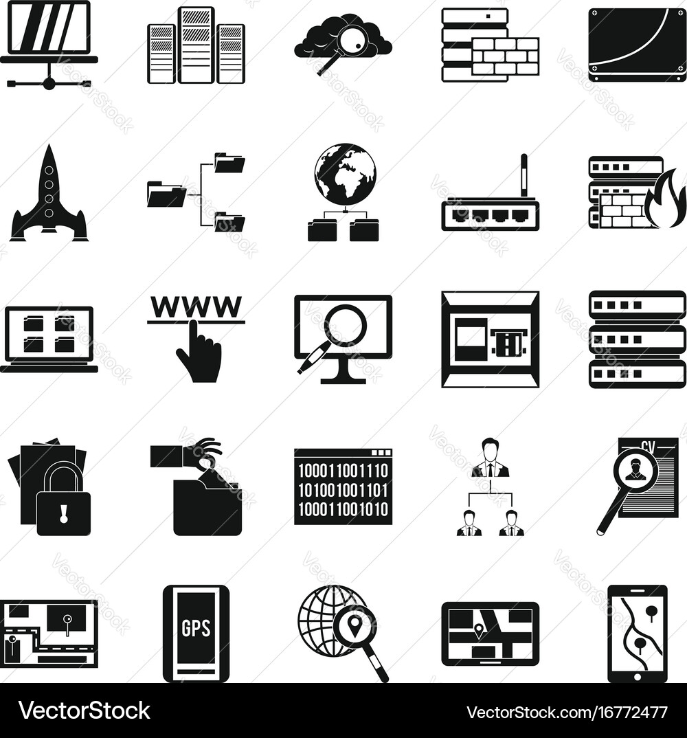 Internet protocol icons set simple style vector image