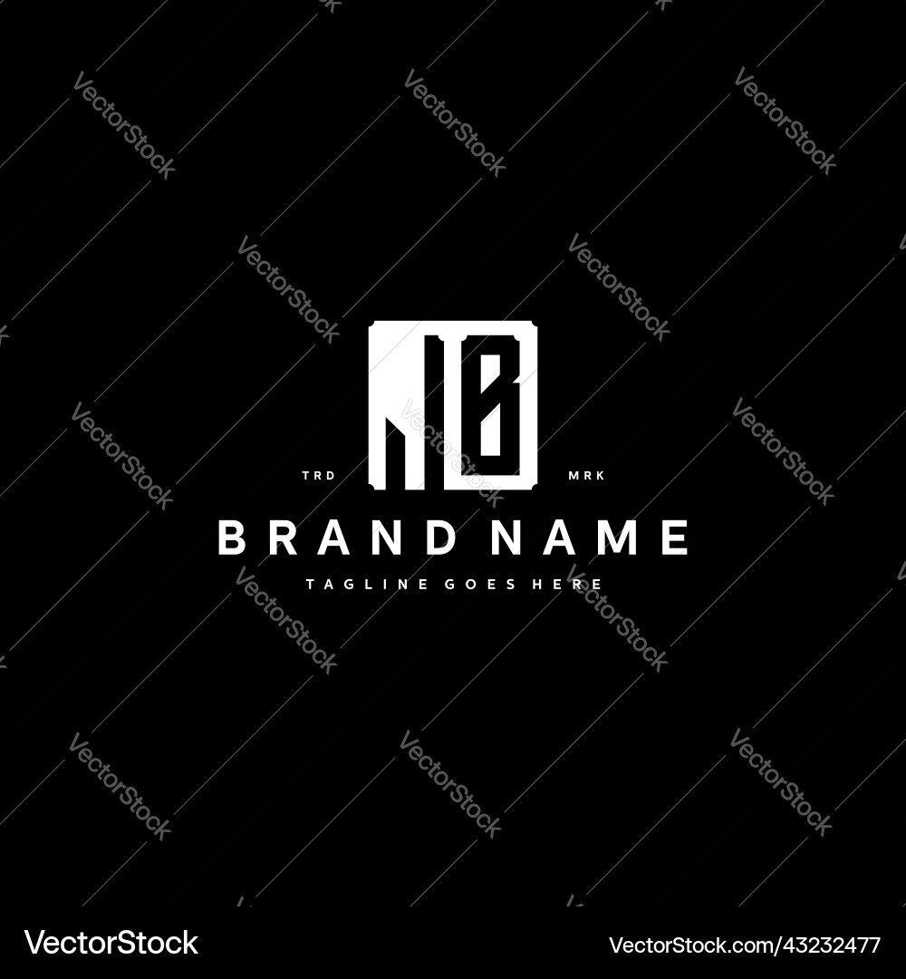 Jb monogram logo design with square rectangular Vector Image