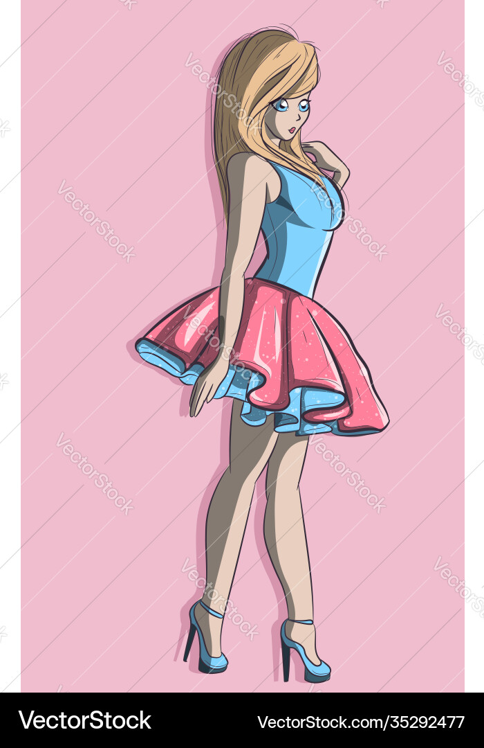 Kawaii anime ballerina wearing high heels vector image