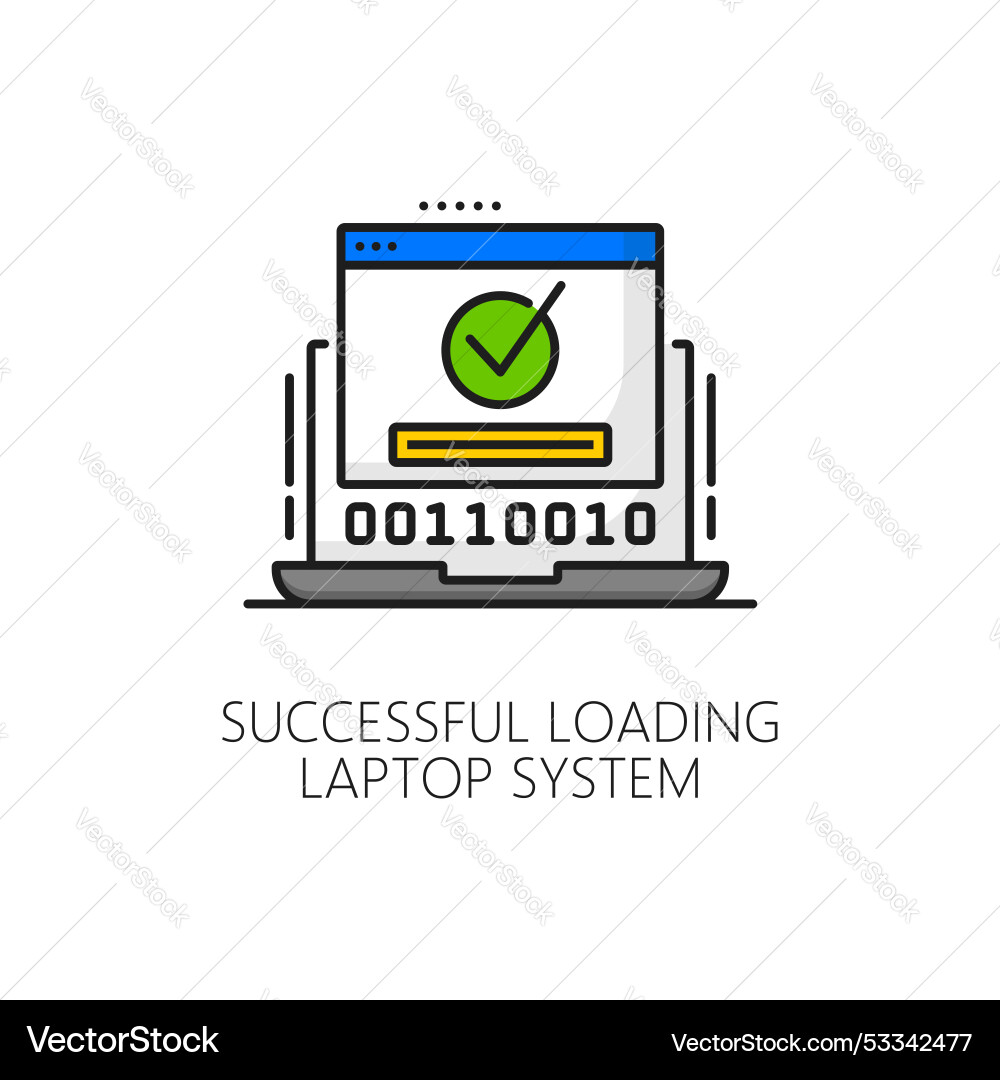 Laptop system software update loading line icon Laptop system software update loading line icon vector image