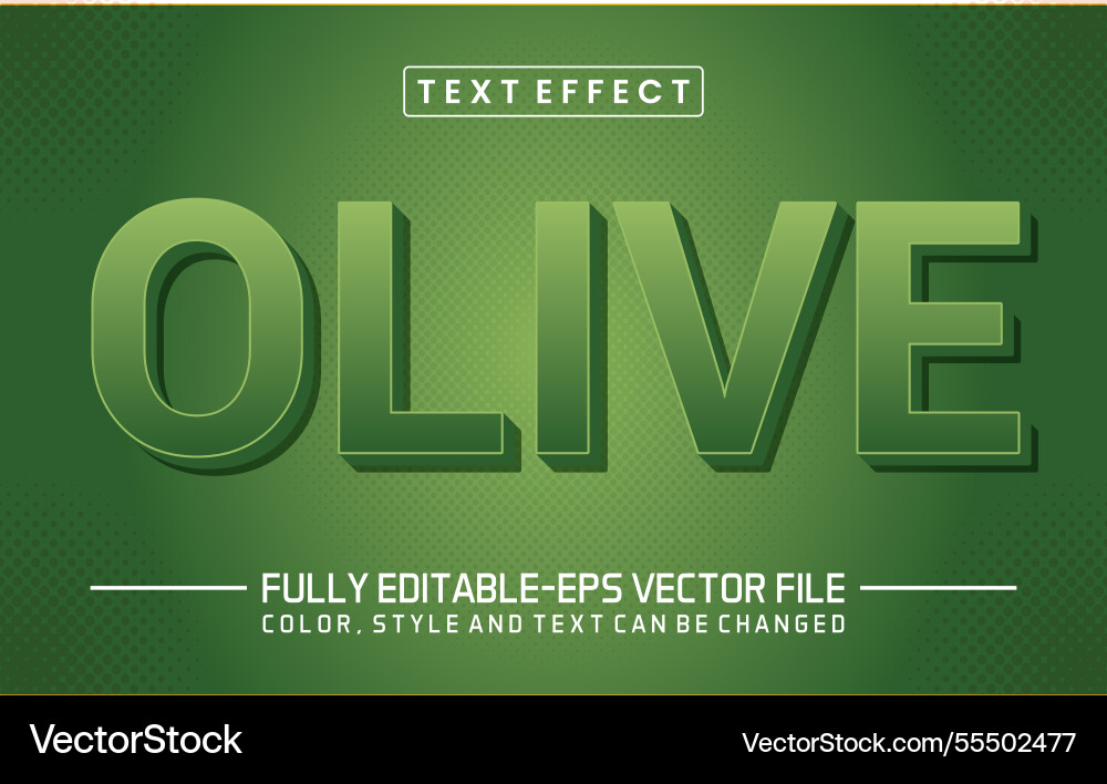 Olive text editable style effect Olive text editable style effect vector image