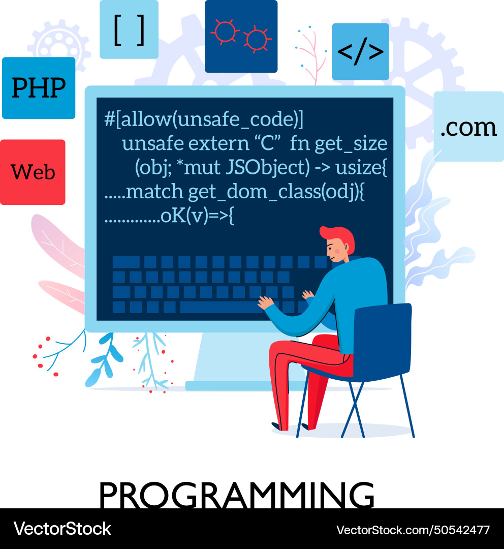 Programmer flat composition vector image