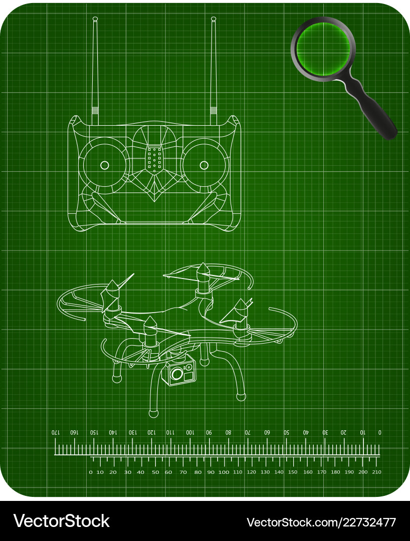Quadcopter and Remote Control Model vector image