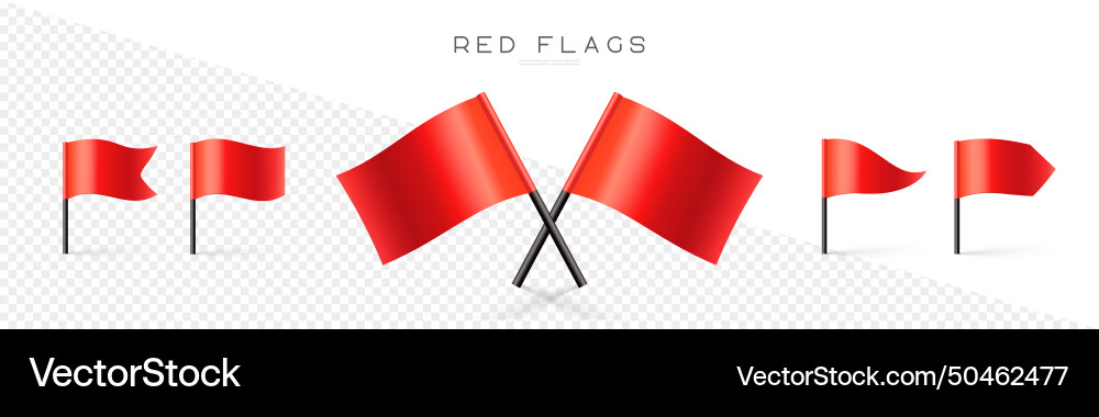 Red flag set map marks for gps point concept Vector Image