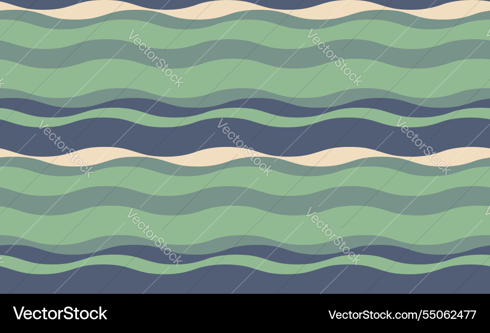 Serene abstract wave pattern in calming greens vector image