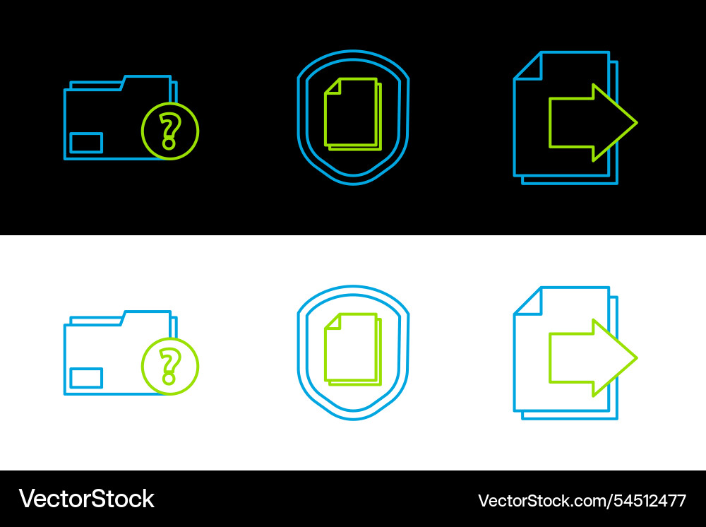 Set line next page arrow unknown document folder Set line next page arrow unknown document folder vector image