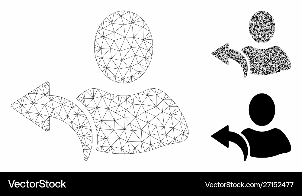 Undo mesh 2d model and triangle mosaic icon Undo mesh 2d model and triangle mosaic icon vector image