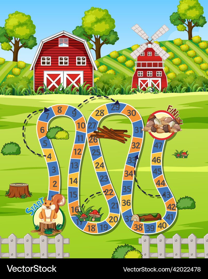 A farm boardgame template Royalty Free Vector Image