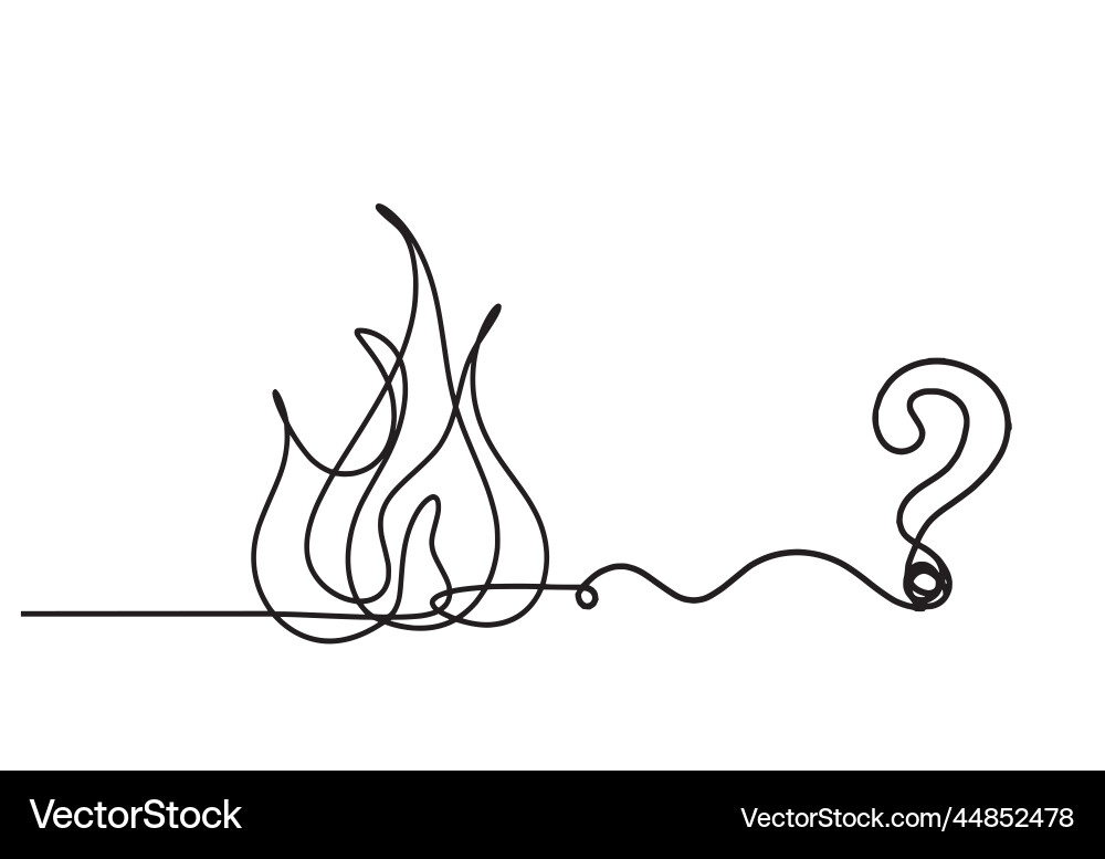 Abstract fire with question mark as line drawing Vector Image