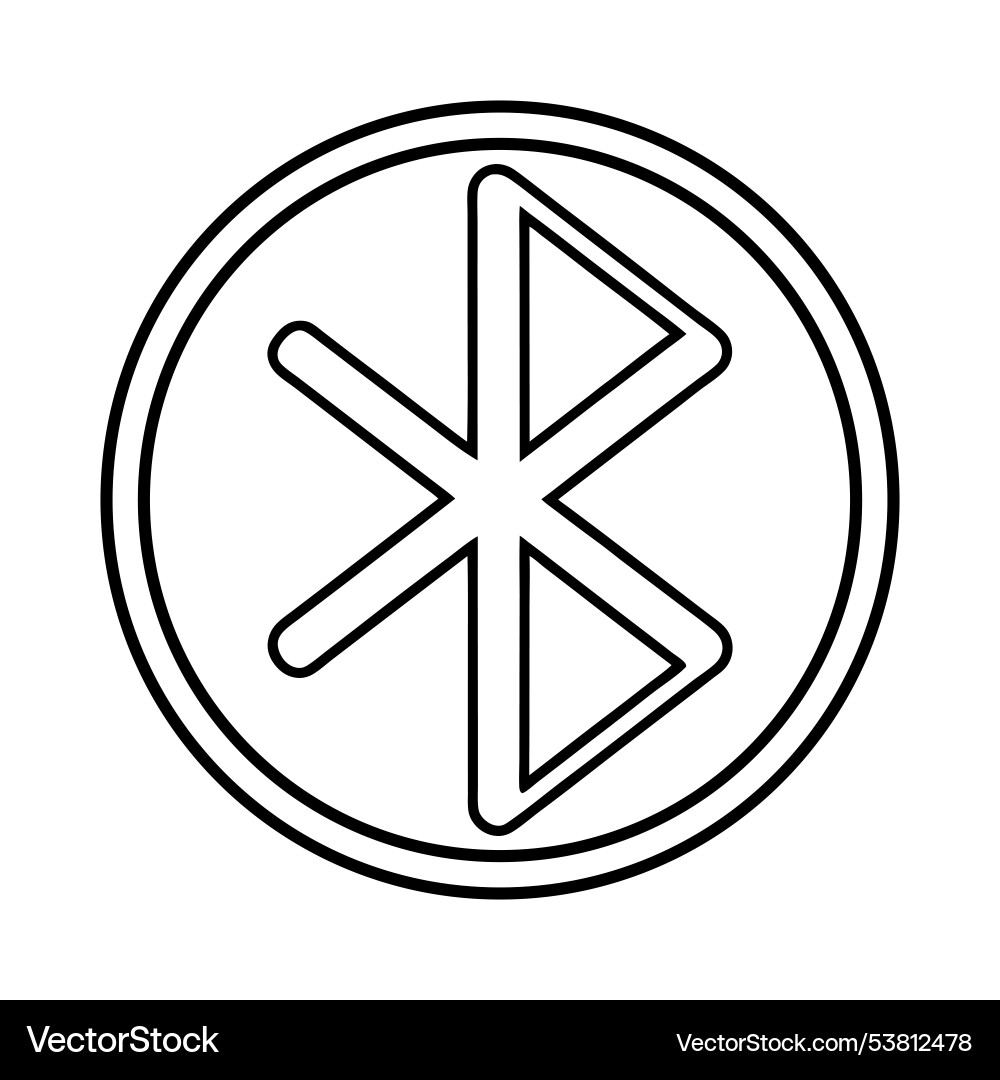 Bluetooth icon in circular frame line art Vector Image