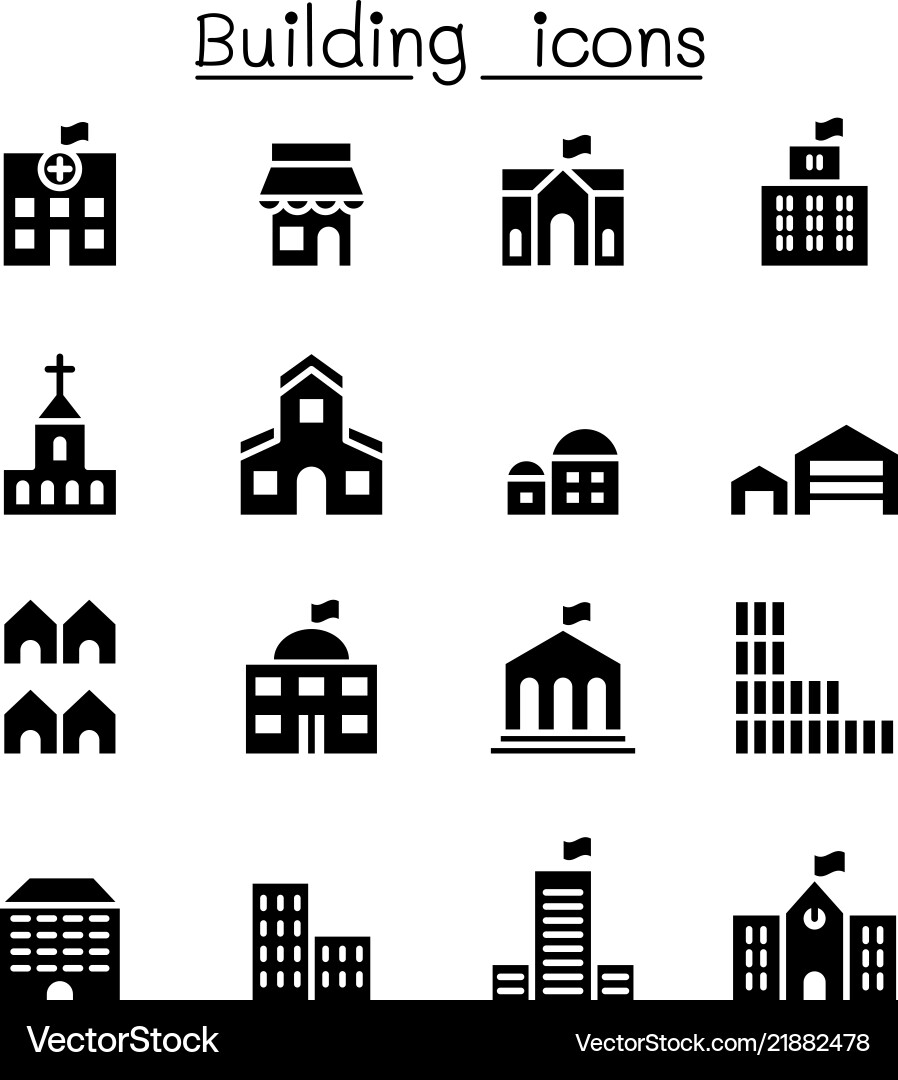 Building Icon Set - Diverse Structures vector image