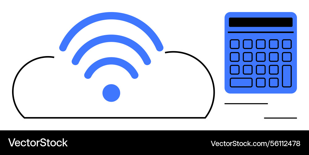 Cloud computing with wireless connection Cloud computing with wireless connection vector image