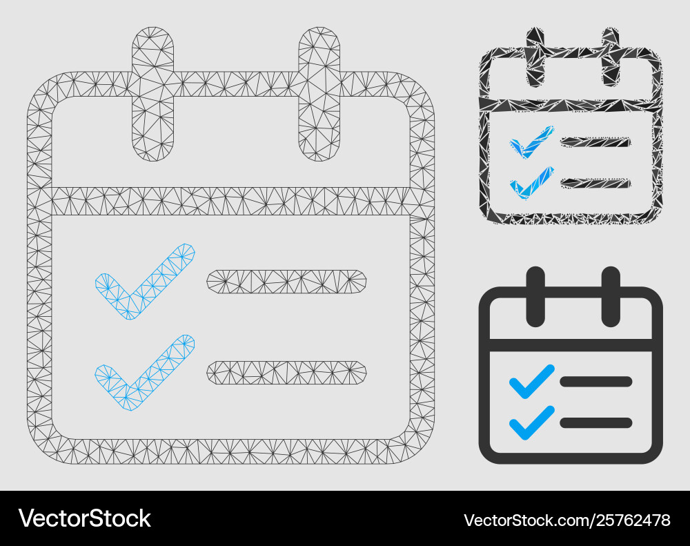 Day tasks mesh carcass model and triangle Day tasks mesh carcass model and triangle vector image