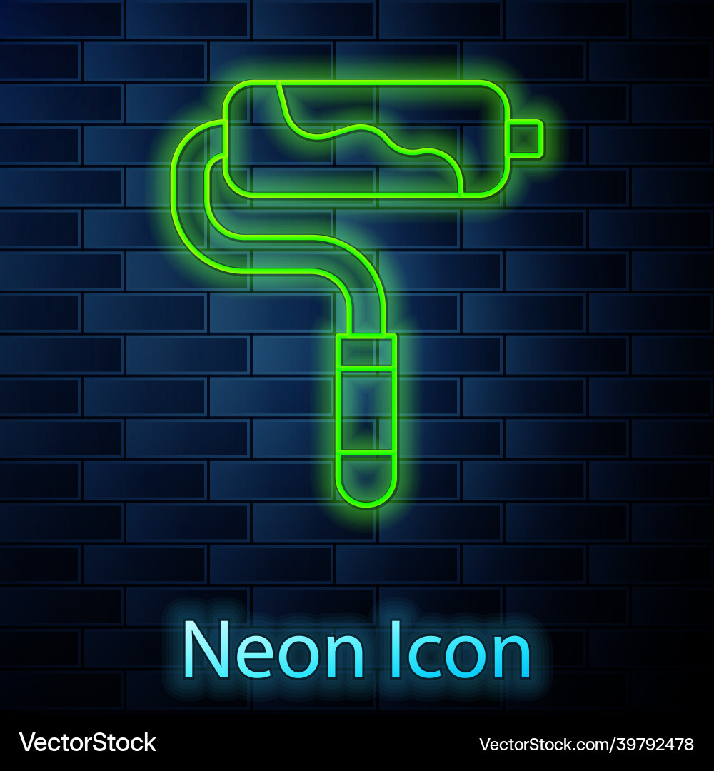 Glowing neon line paint roller brush icon isolated Glowing neon line paint roller brush icon isolated vector image