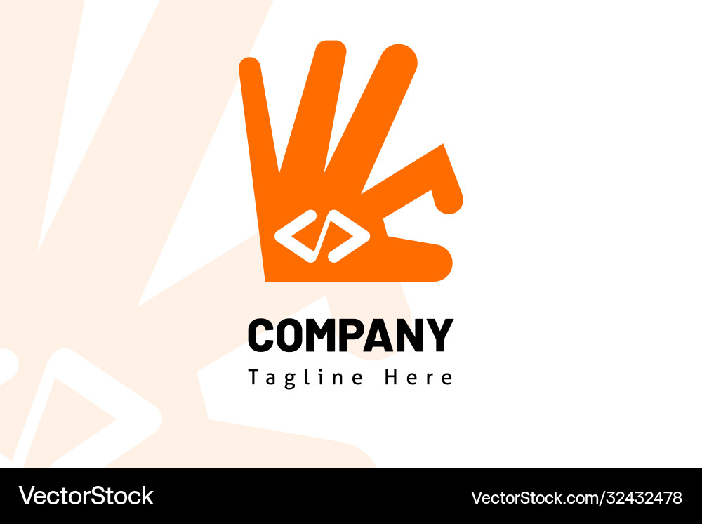 Hand web code logo template Hand web code logo template vector image