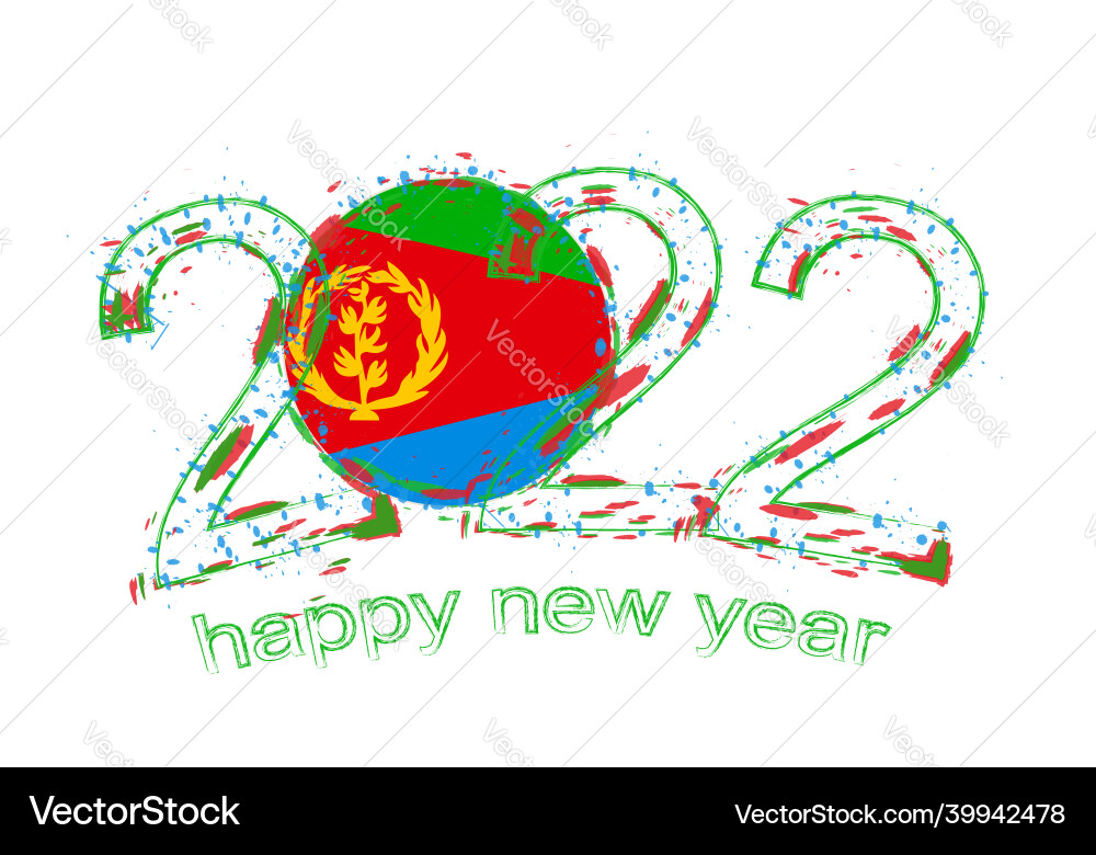 Happy new 2022 year with flag of eritrea Vector Image