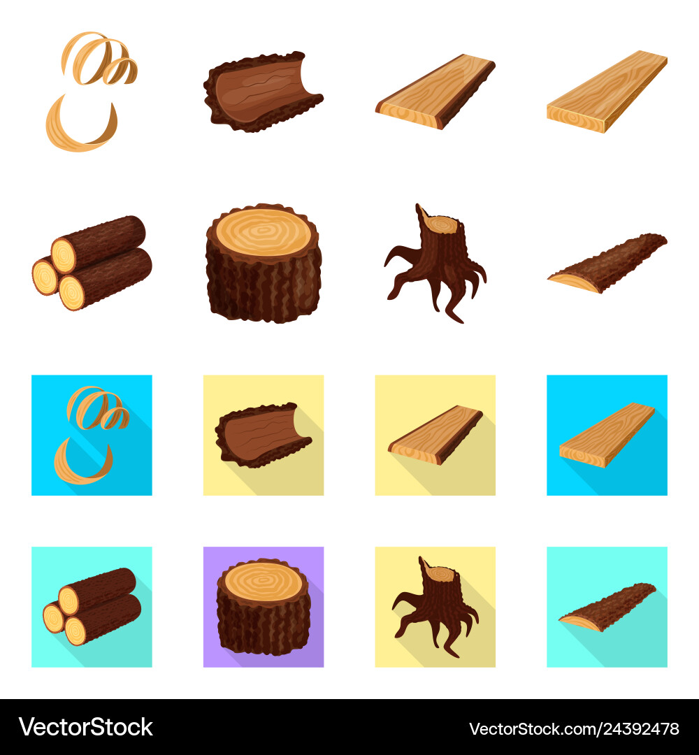 Isolated object of tree and raw symbol collection Isolated object of tree and raw symbol collection vector image