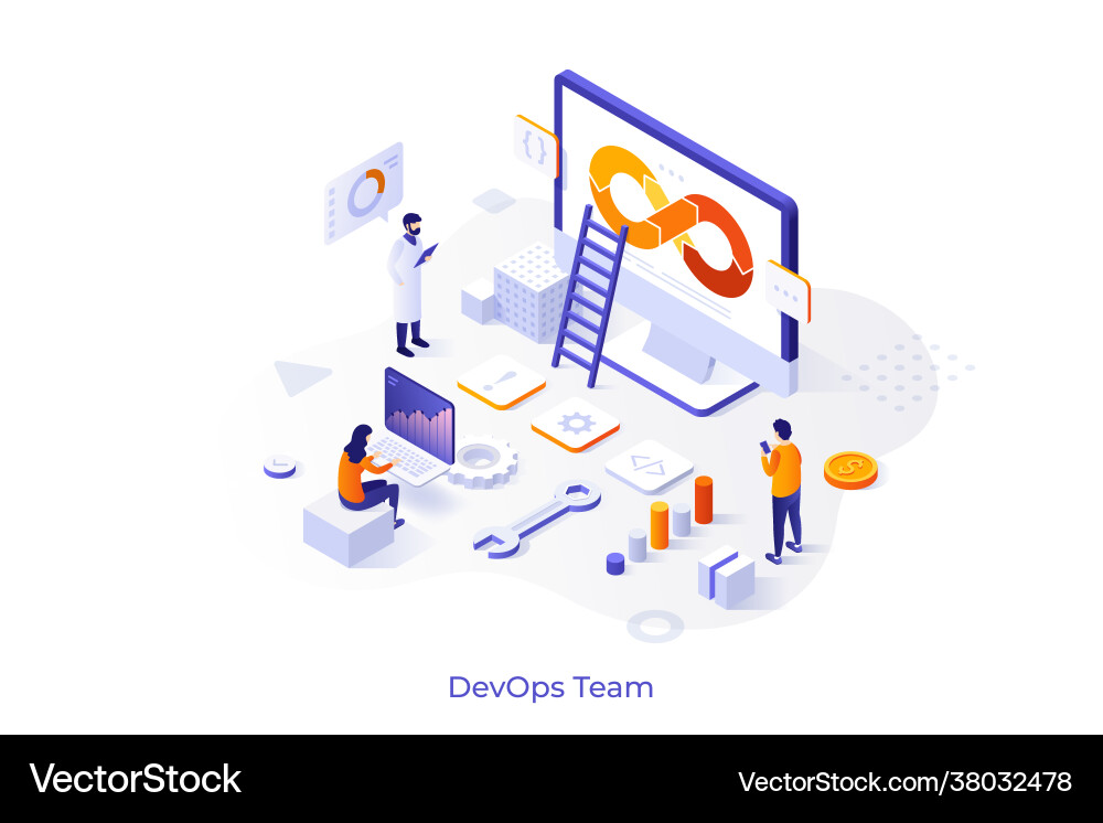 Isometric DevOps Team Vector Image