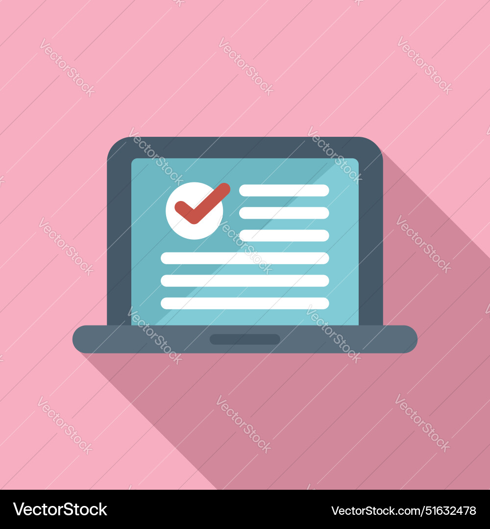 Laptop showing checklist with check mark for task Laptop showing checklist with check mark for task vector image