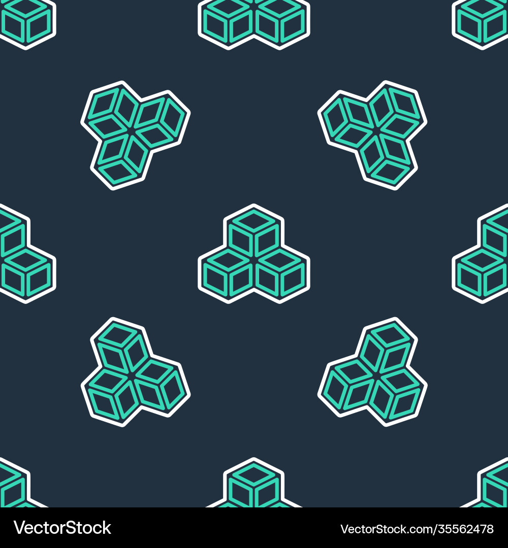 Line isometric cube icon isolated seamless pattern Line isometric cube icon isolated seamless pattern vector image