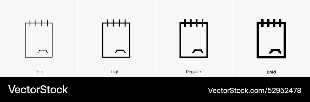 Notepad icon thin light regular and bold style Notepad icon thin light regular and bold style Vector Image