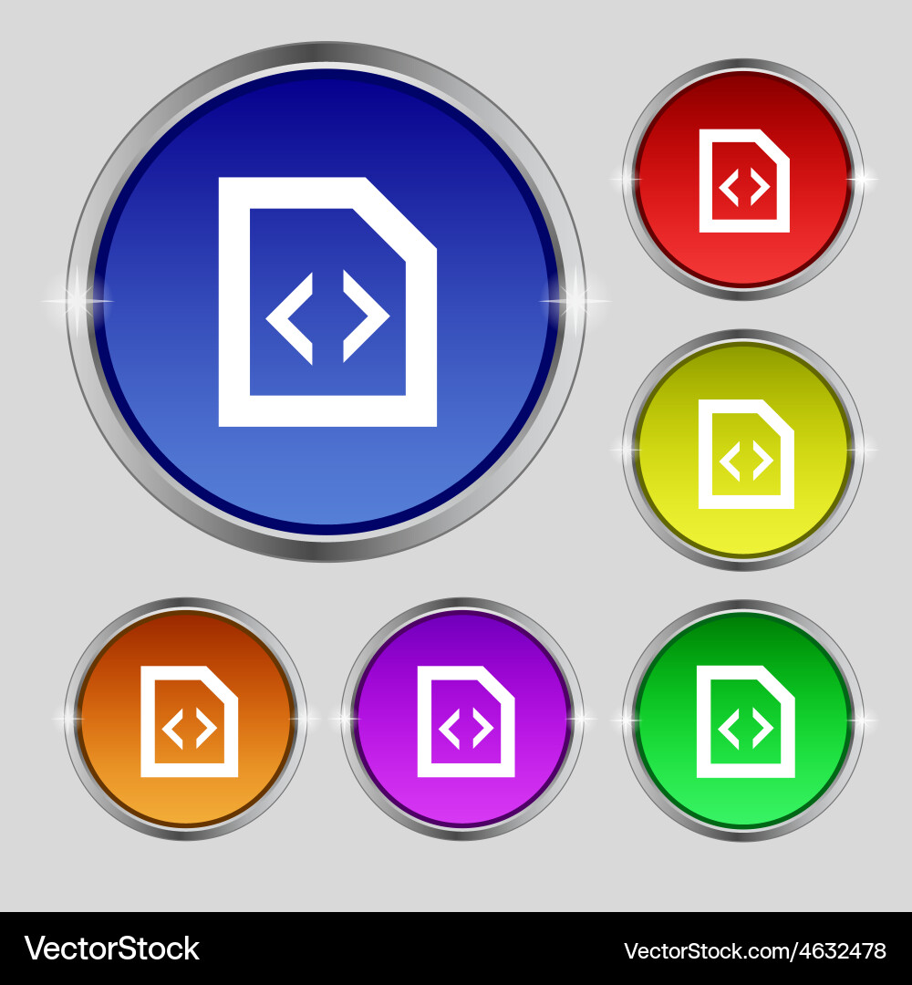 Programming code icon sign round symbol on bright vector image
