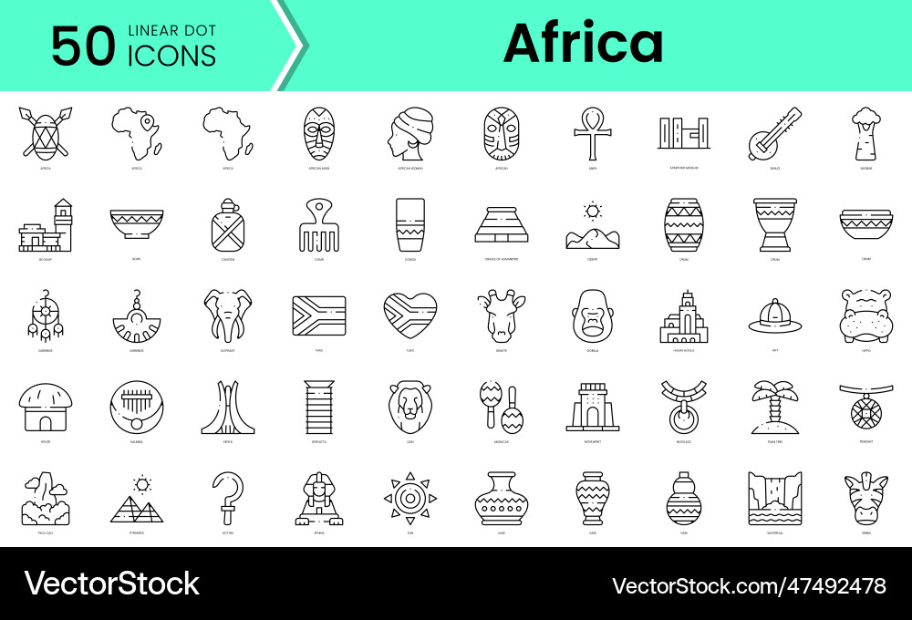 Satz von africa Icons Linie Kunst Stil Bündel Satz von africa Icons Linie Kunst Stil Bündel vektorbild