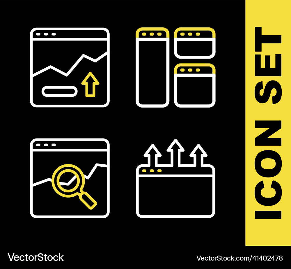 Set line browser window website with stocks Set line browser window website with stocks vector image