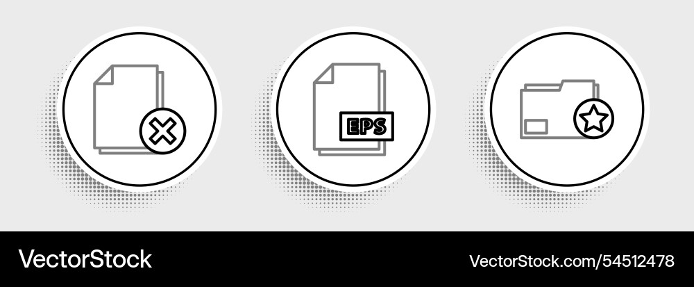 Set line document folder with star delete file Set line document folder with star delete file vector image