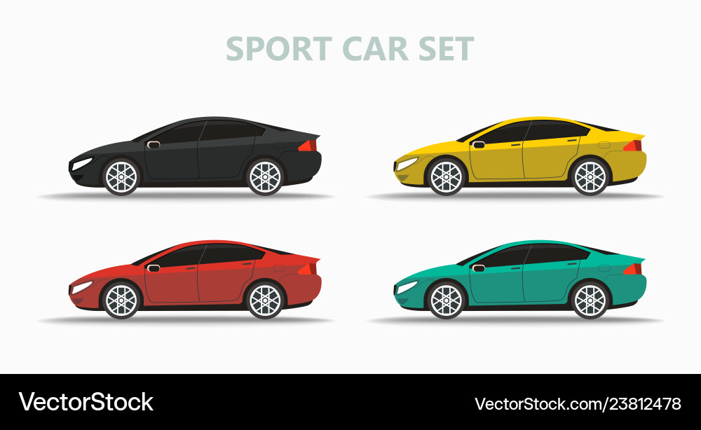 Set of mock up a popular car different color Set of mock up a popular car different color vector image